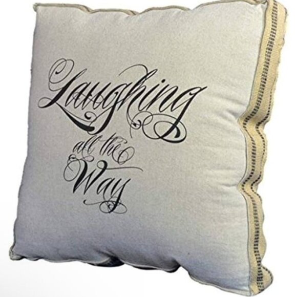 Decorative "Laughing All The Way" Throw Pillow - Christmas Home Decor Sofa - Picture 1 of 9